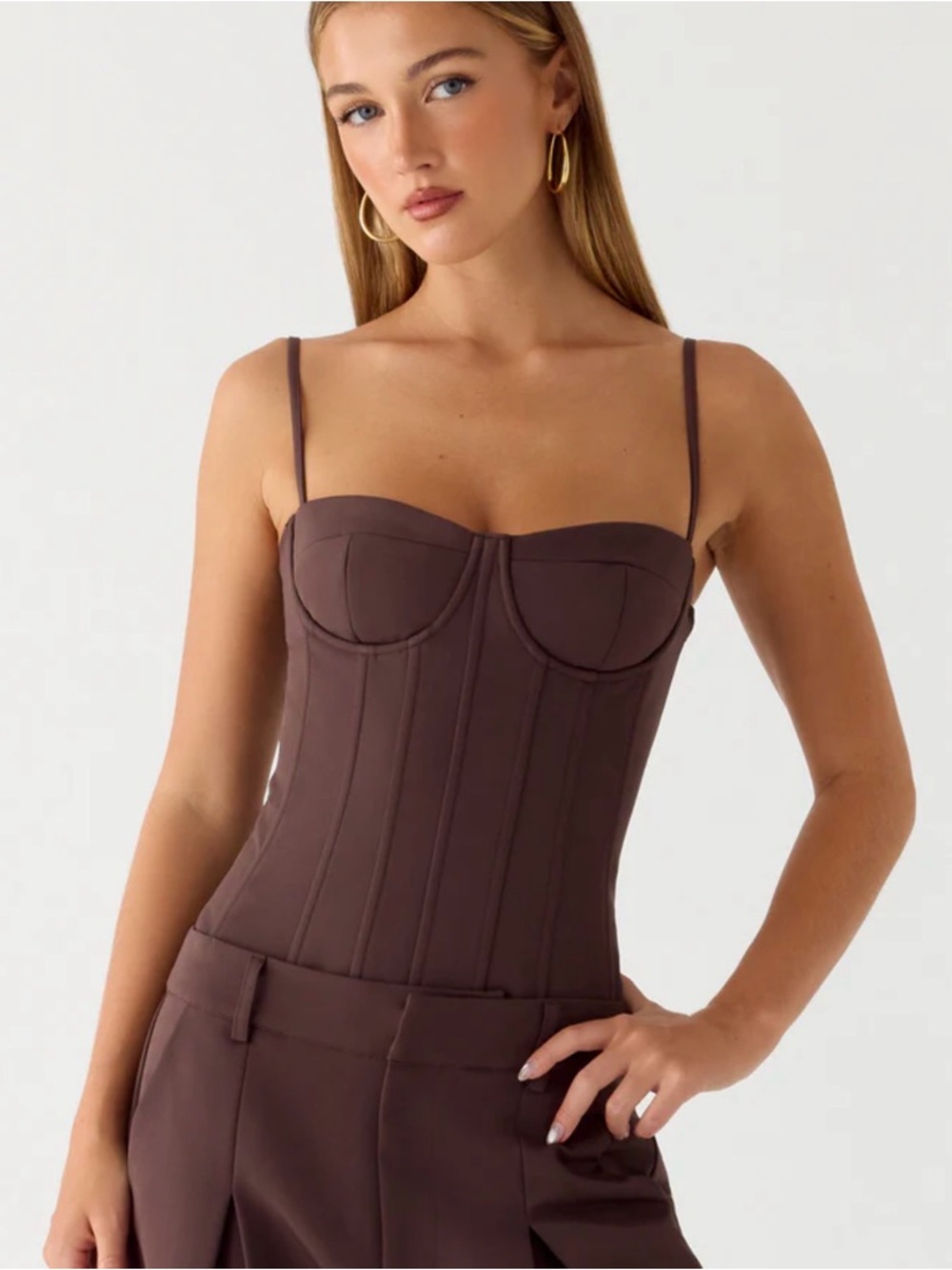 Peppermayo Ania corset top in chocolate brown